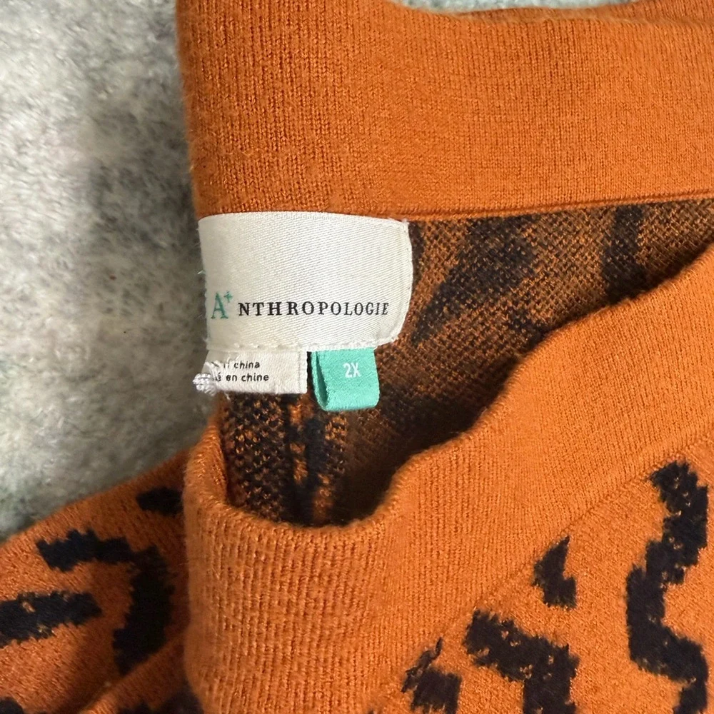 Anthropologie Contrast Tiger Knit Sweater Pants 2x - Picture 3 of 6